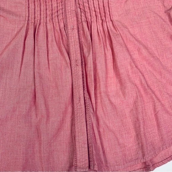 Victoria Secret Blouse Women Size Medium Button Down Pleading Long Sleeves Red - Picture 3 of 15